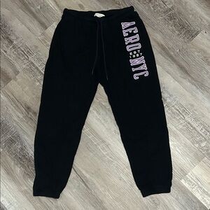 Aeropostale Black Joggers with Pink Graphic